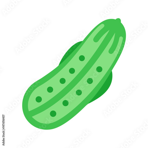 Flat design illustration of a cucumber on black background