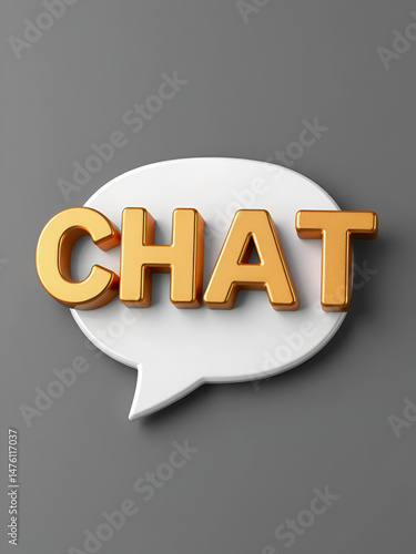 3D illustration of CHAT graphics and text made by metallic dice letters for the related meanings of the concept and presentations. icon and communication