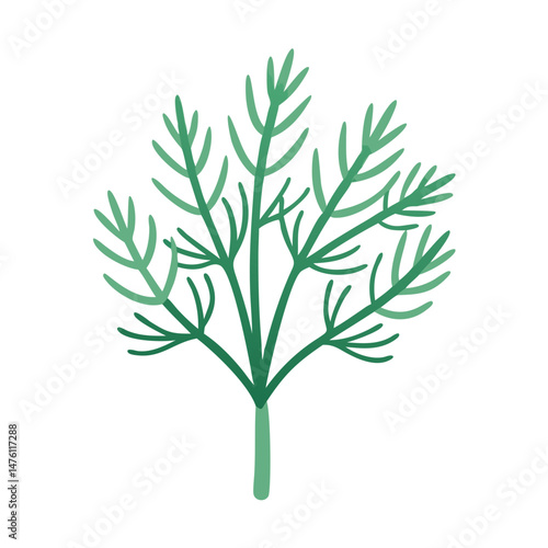 Stylized dill plant illustration with black background stock image