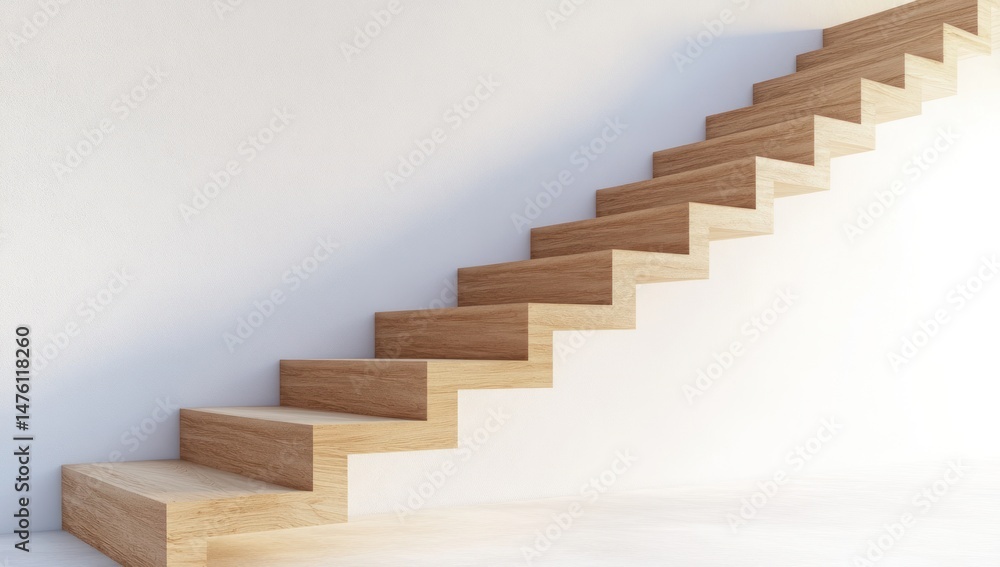 modern minimalist wooden staircase ascending beside a pristine white textured wall indoor space modern minimalist wooden staircase ascending beside a pristine white textured wall indoor space
