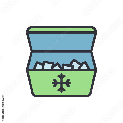 Cheerful Icon Of An Ice Chest With Cubes Ready To Keep Refreshments Cold