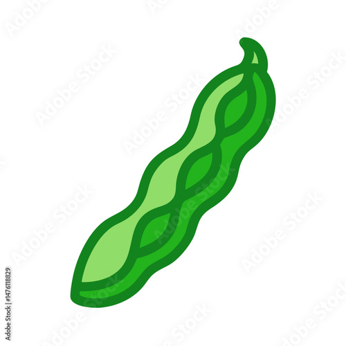 Green bean pod vector illustration isolated on black background