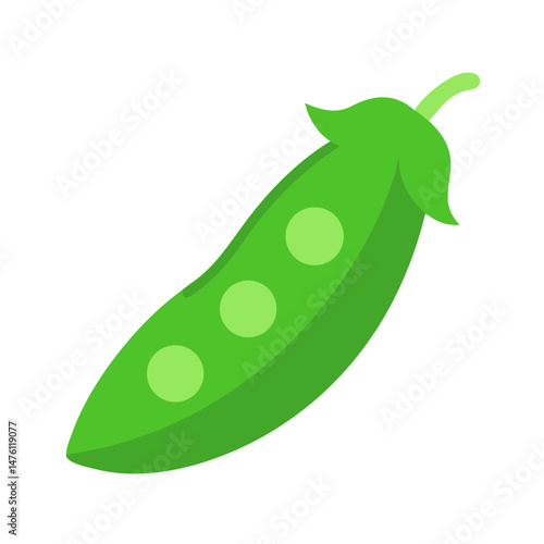 Green pea pod icon on black background illustration