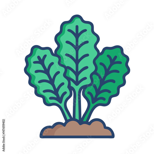 Vibrant green leafy vegetables growing from the ground illustration