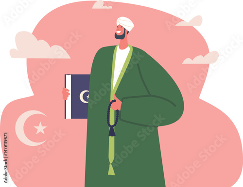 Muslim priest character vector illustration