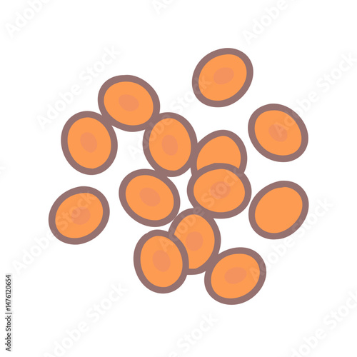 Group of stylized cells floating on a black background