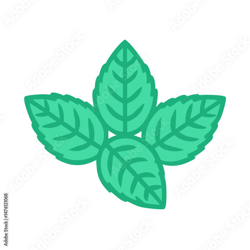 Stylized mint leaves isolated on black background illustration