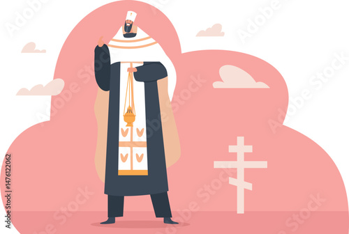 Orthodox priest character vector illustration