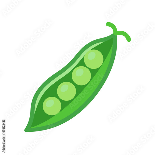 Green peas in a pod illustration on black background