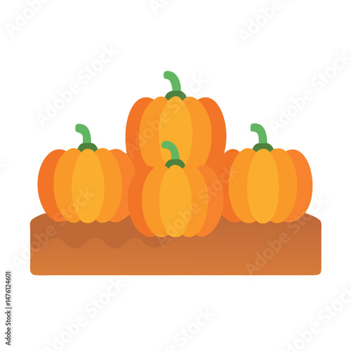 Stylized pumpkins on a mound against a dark background