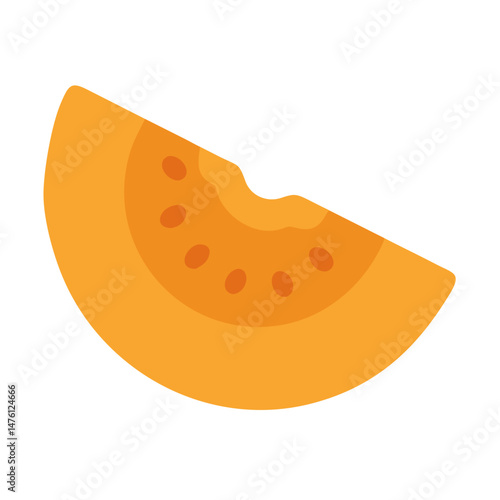 Orange melon wedge on black background, minimal illustration