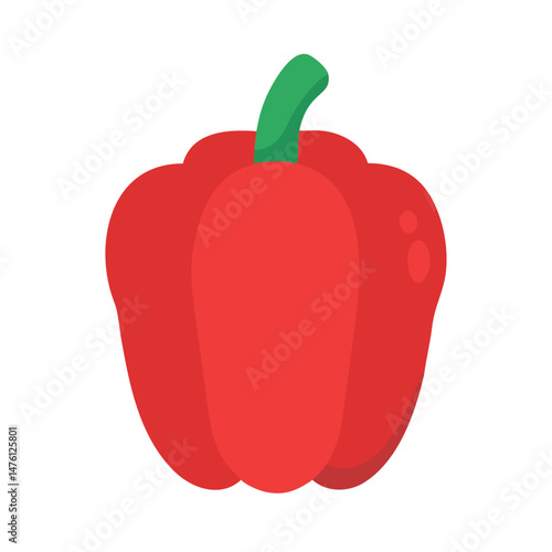 Red bell pepper illustration with flat design on black