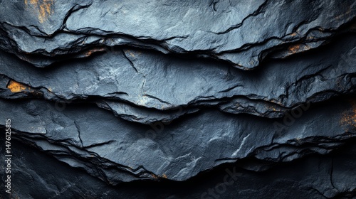 Wallpaper Mural Textured Slate: A close-up shot of layered slate, its rough texture and shades of grey evoke a sense of natural elegance and timelessness. Torontodigital.ca