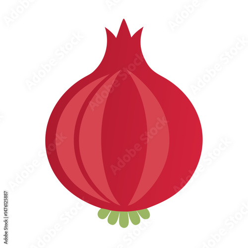 Simple flat red onion graphic on black background