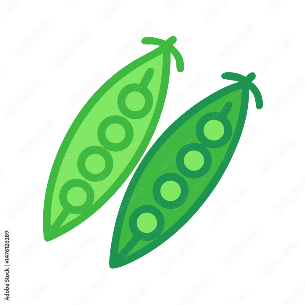 Two green pea pods isolated on black background Two green pea pods isolated on black background