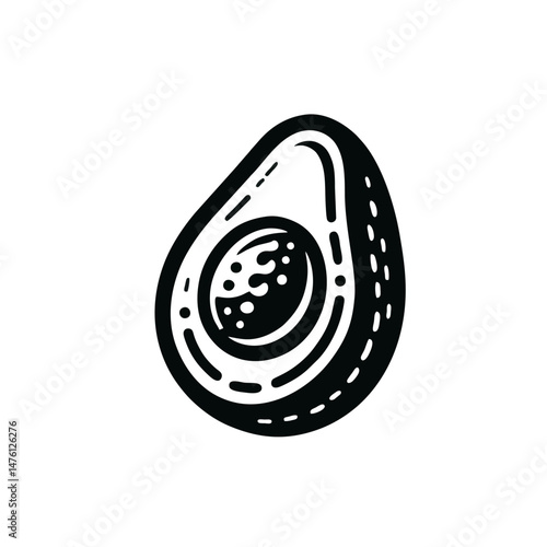 Clean Avocado Logo With Bold Outline and Seed