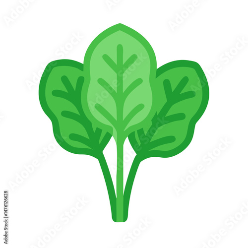 Stylized vector graphic of fresh spinach leaves on black