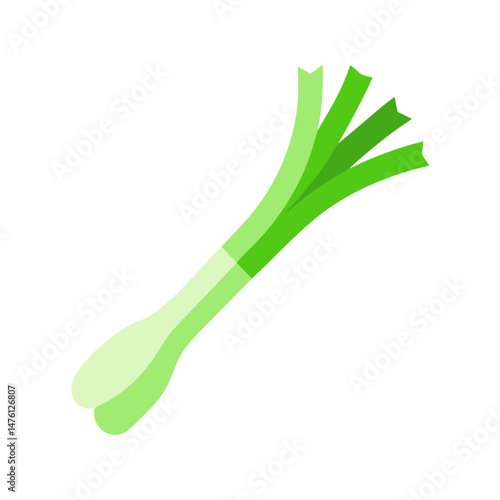 Minimalist leek illustration on black background, simple food artwork