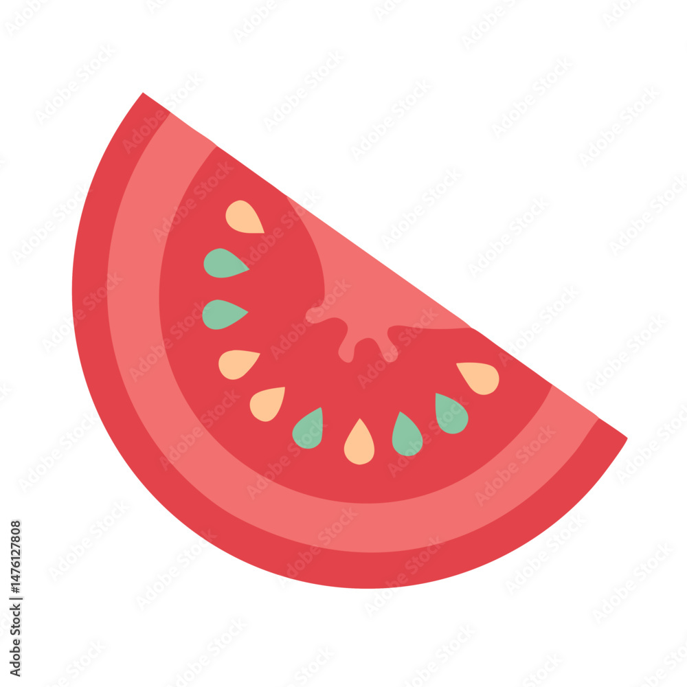 Flat design tomato slice illustration on a black background Flat design tomato slice illustration on a black background
