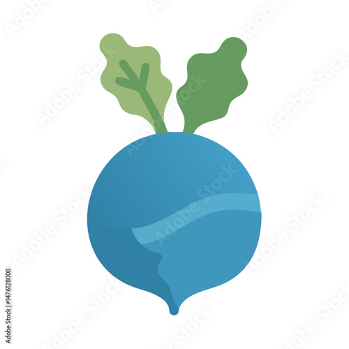 Flat illustration of a cartoon kohlrabi on a black background
