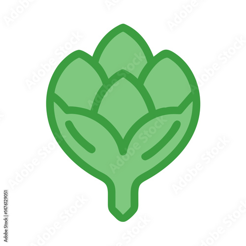 Minimalist illustration of an artichoke on a black background