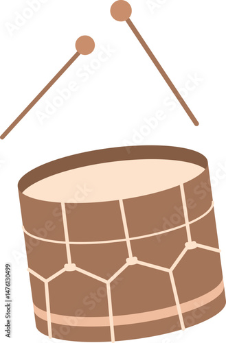 Drum with sticks music instrument