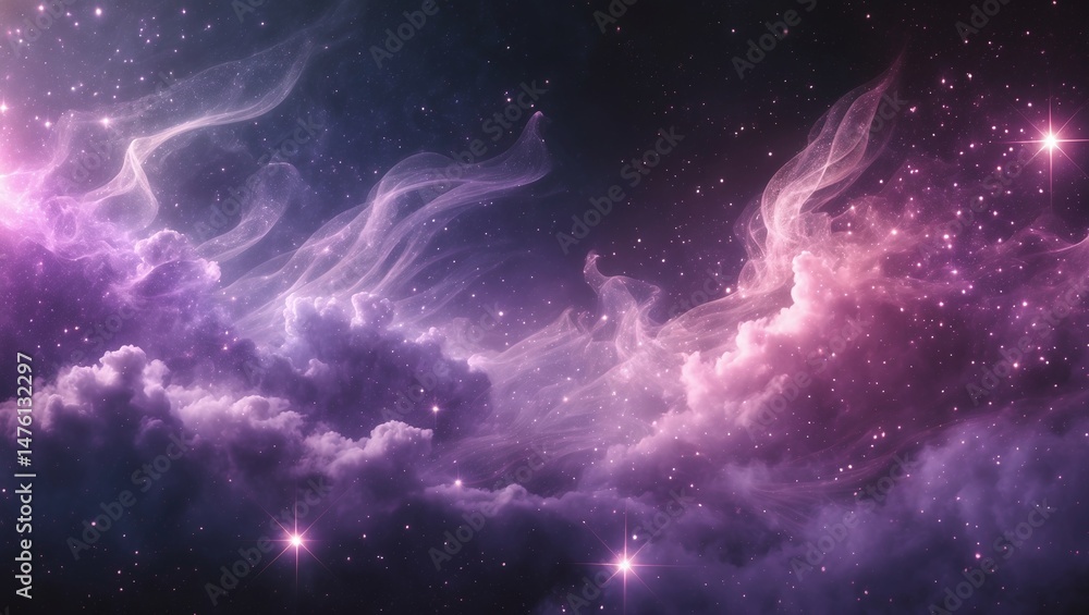 Fototapeta premium Cosmic clouds of vibrant purple and pink hues.