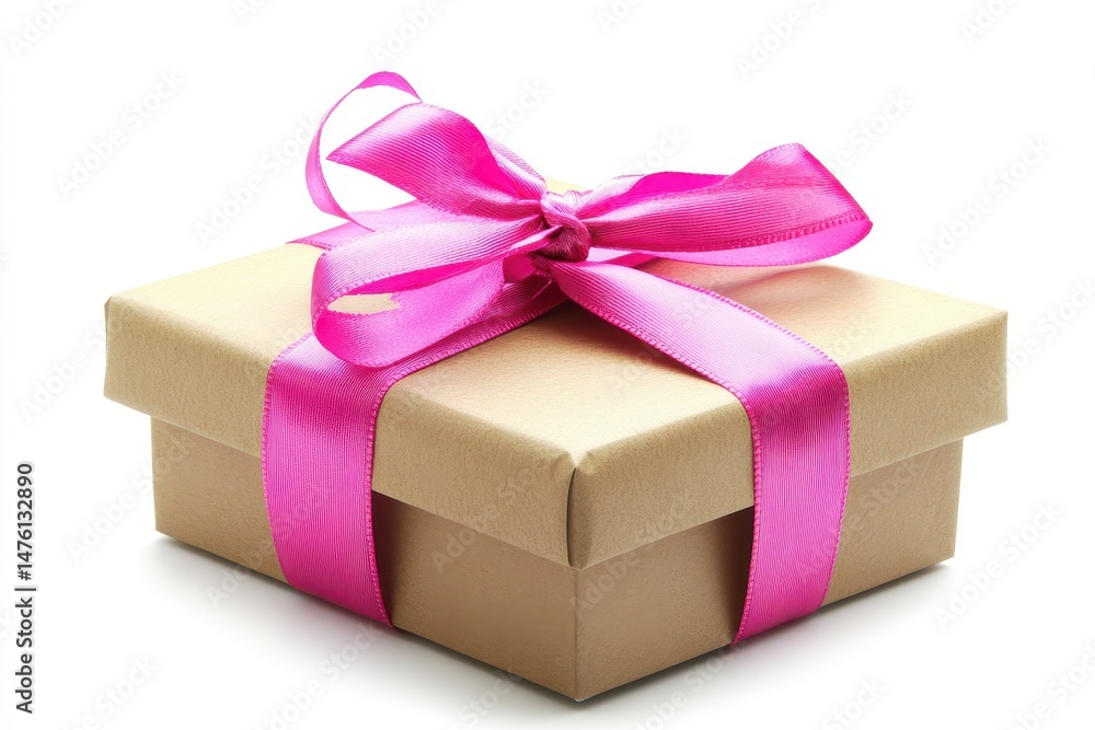 Fototapeta premium Gift box with pink ribbon