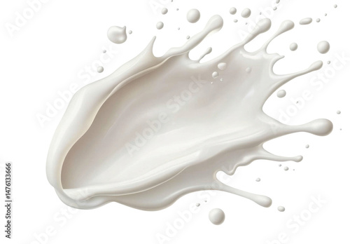 Milk Splash Top View png cutout no shadow isolated on a transparent background