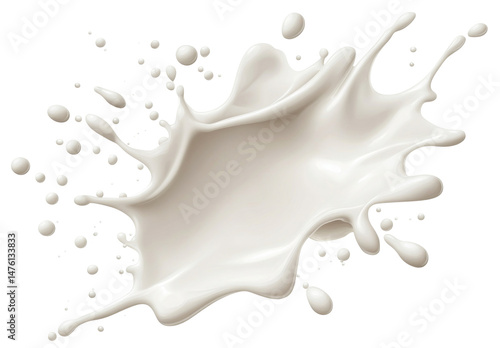 Milk Splash Top View isolated on a transparent background