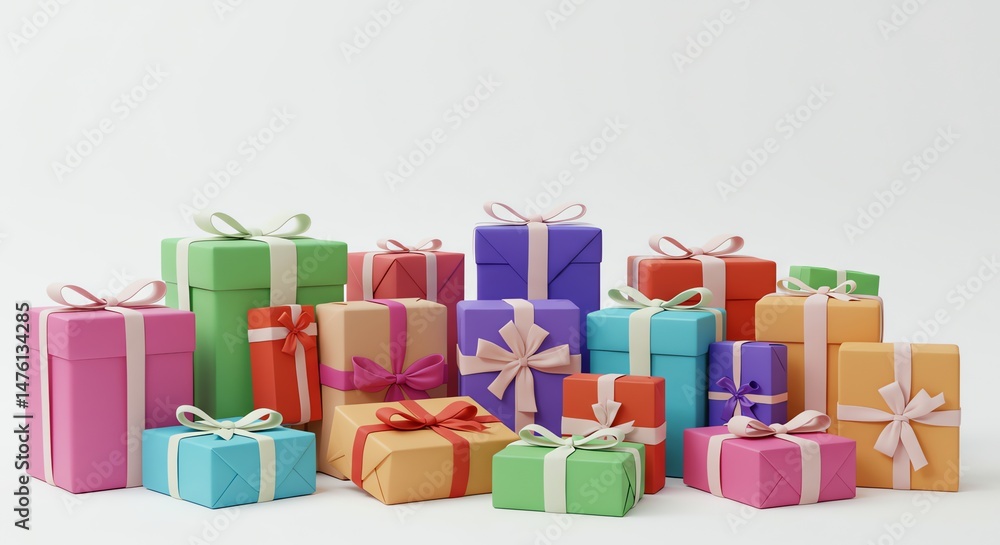 Fototapeta premium Colorful Gift Boxes with Ribbons