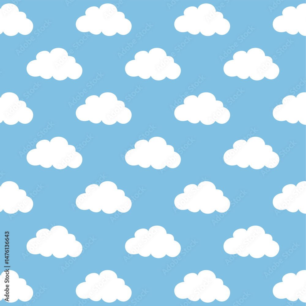 Cloud pattern background. Seamless background with clouds on blue background. Cloud symbol background for kids fabric, baby room. Cloudy weather. Cloud pattern background. Seamless background with clouds on blue background. Cloud symbol background for kids fabric, baby room. Cloudy weather.