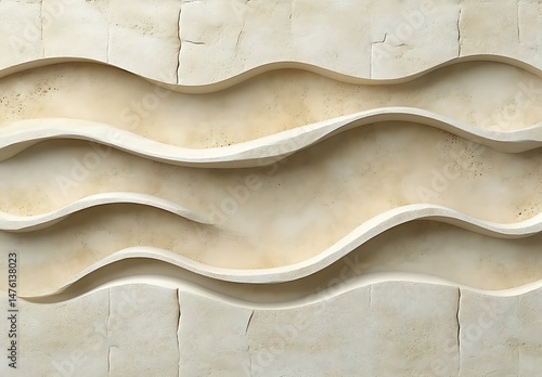 Wavy Beige Stone Wall Texture