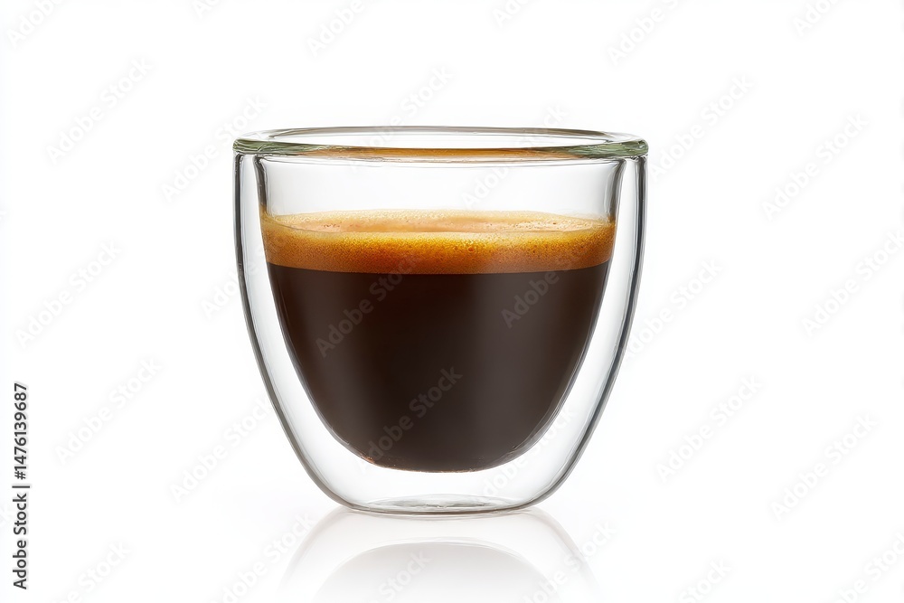 Double walled glass cup filled with coffee isolated on white background Double walled glass cup filled with coffee isolated on white background