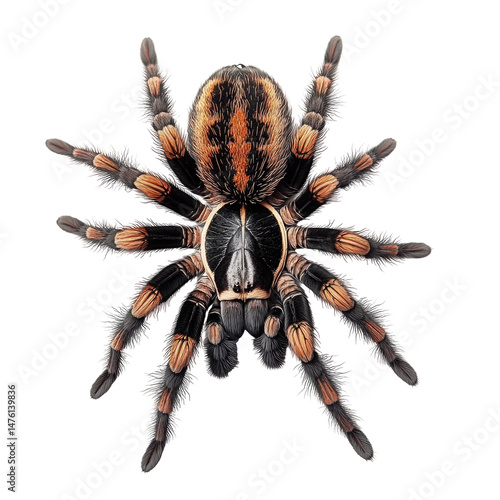 Realistic Tarantula On Png Cutout And no shadow  isolated on a transparent background