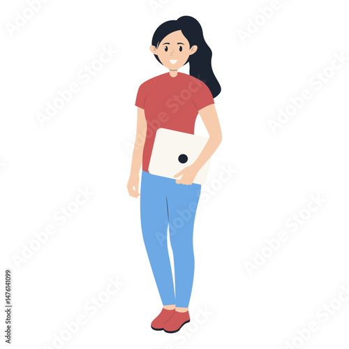 Illustration of Young Student University. Vector Cartoon Character.