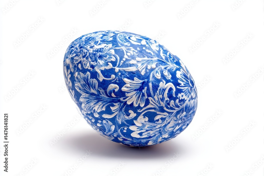 Blue decorated eggs isolated on white background. Hand painted Festive Decoration Blue decorated eggs isolated on white background. Hand painted Festive Decoration