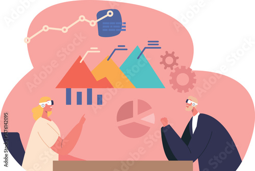 Businesspeople having virtual conference vector illustration