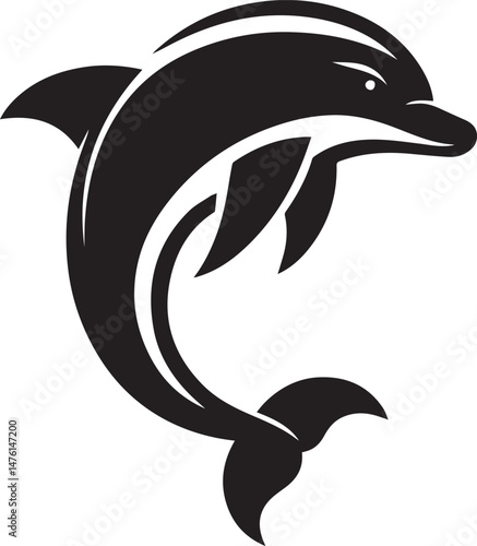Jumping dolphin vector illustration on white background