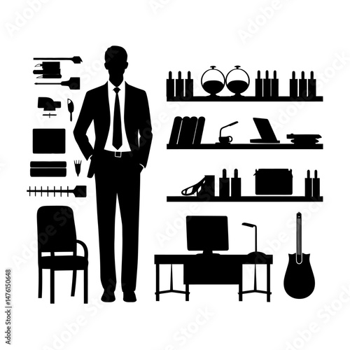 Accountant Silhouette set clipart on a white background