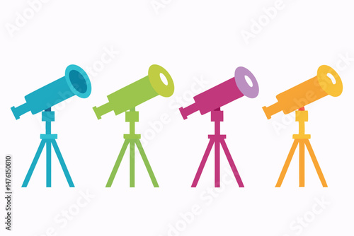 set of Telescope icon silhouette vector illustration