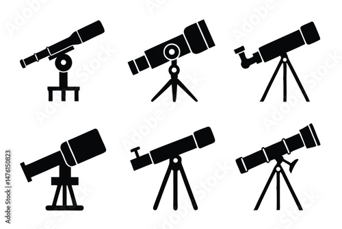 set of Telescope icon silhouette vector illustration
