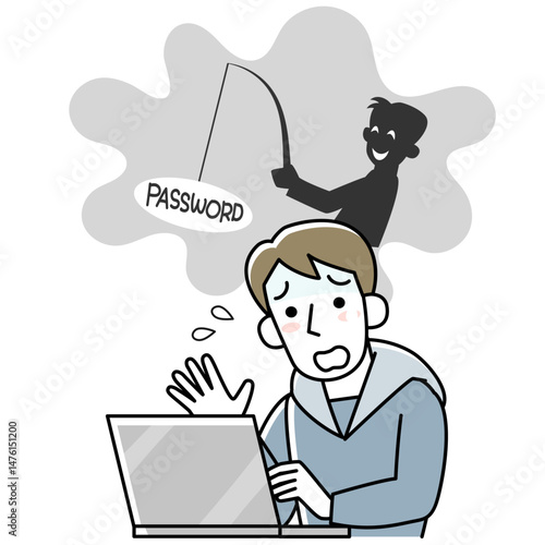 オンライン詐欺の被害にあう男性