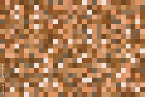 Pixel brick game background. Ground texture vector seamless pattern with brown cubes. Abstract noisy mosaic backdrop for hide censored content