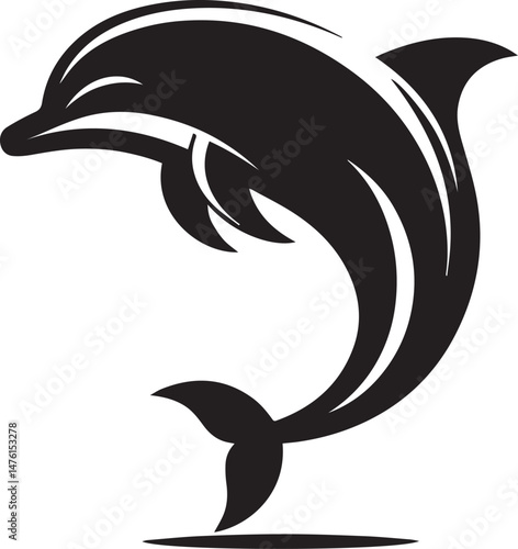 Jumping dolphin vector illustration on white background