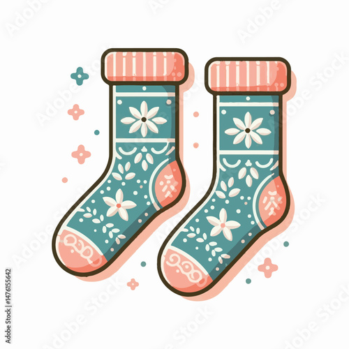 christmas, gift, stocking, winter, celebration, holiday, illustration, decoration, merry, present, festive, season, december, design, vector, greeting, background, happy, sock, red, xmas, ornament, pa