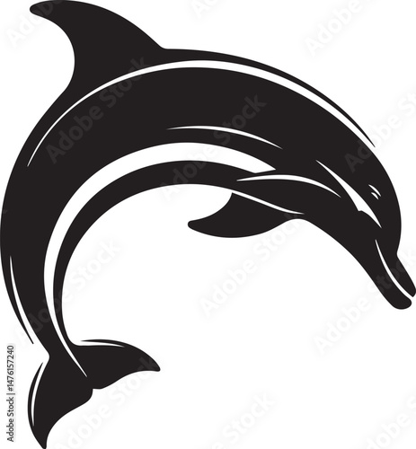 Jumping dolphin vector illustration on white background