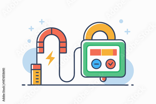 magnetic coil with simplified voltage icon