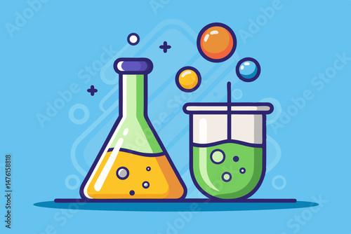 beaker and erlenmeyer flask side by side icon