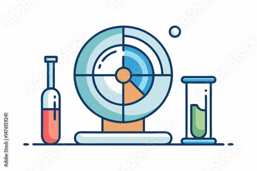 minimalist centrifuge machine icon with simple motion lines icon